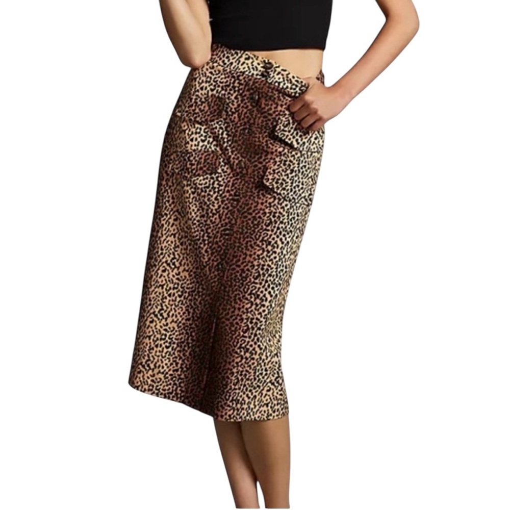 Anthropologie x Mare leopard print a-line midi skirt size S excellent condition